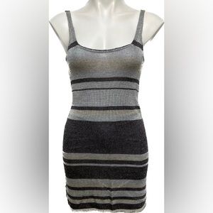 ANTHROPOLOGIE SHAE SILVER STRIPED METALLIC BODYCON TANK DRESS